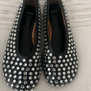 Mango Black Studded Women's Flats